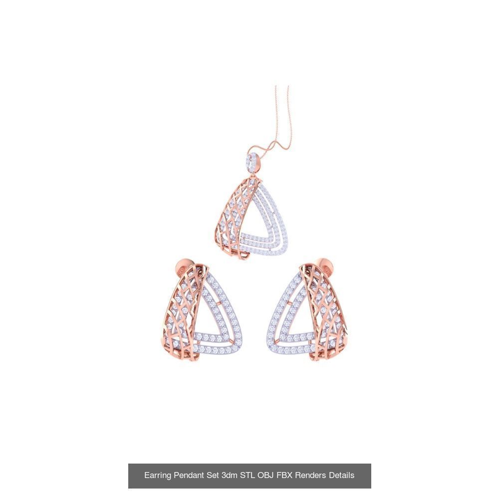 337 Earring Pendant Set 3dm STL OBJ Renders Details Collection _95