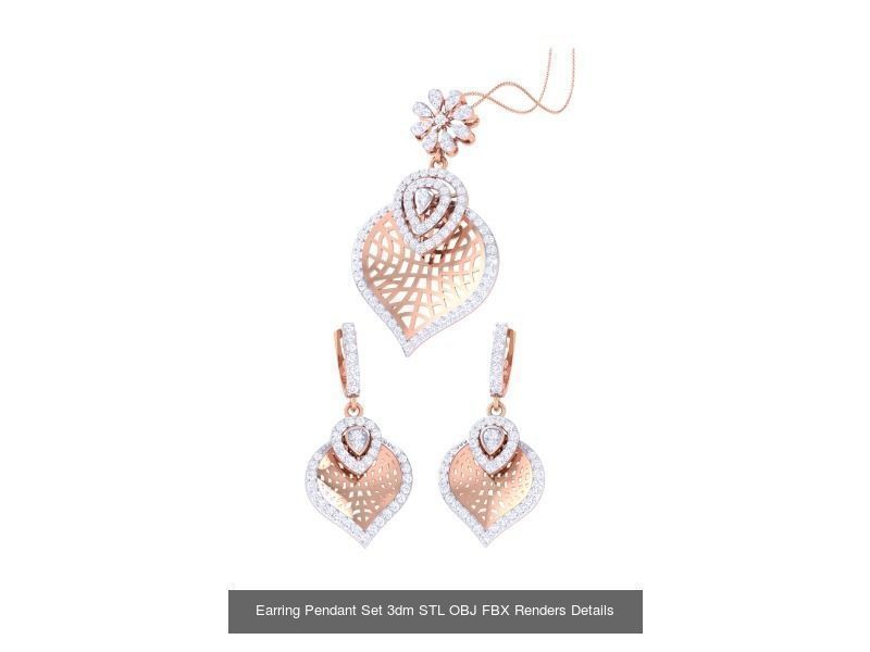 337 Earring Pendant Set 3dm STL OBJ Renders Details Collection _188