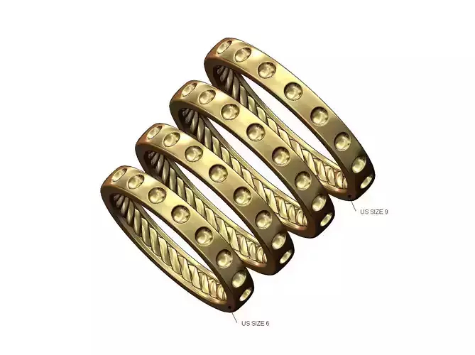 Inner braided oval dotted cigar band US sizes 6to9