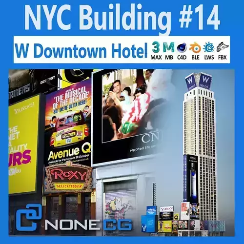 NYC Building W Downtown Hotel Low-poly 3D model