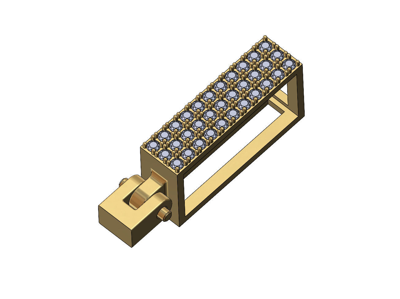 Iced rectangular bail link 24x10mm 3D print model_5