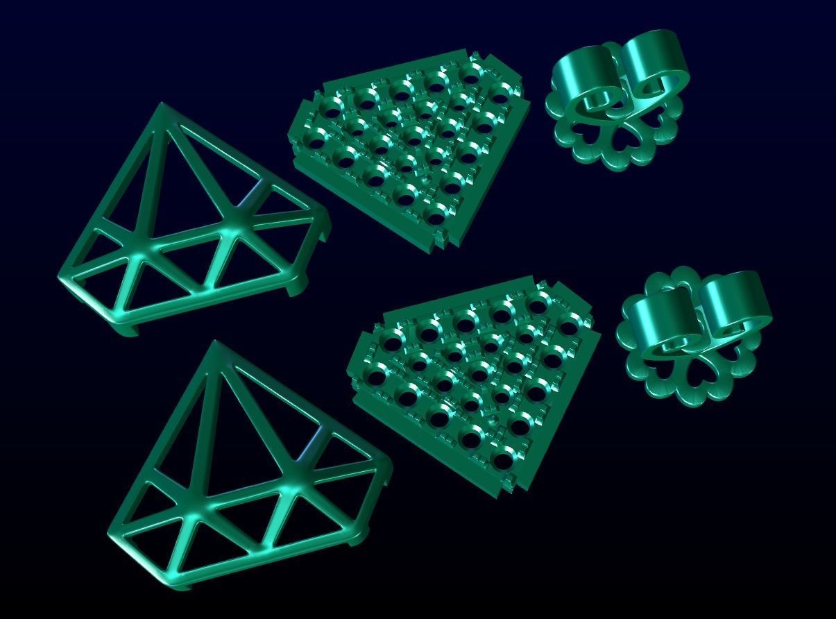 Diamond Hidden Earring 1 3D print model_5