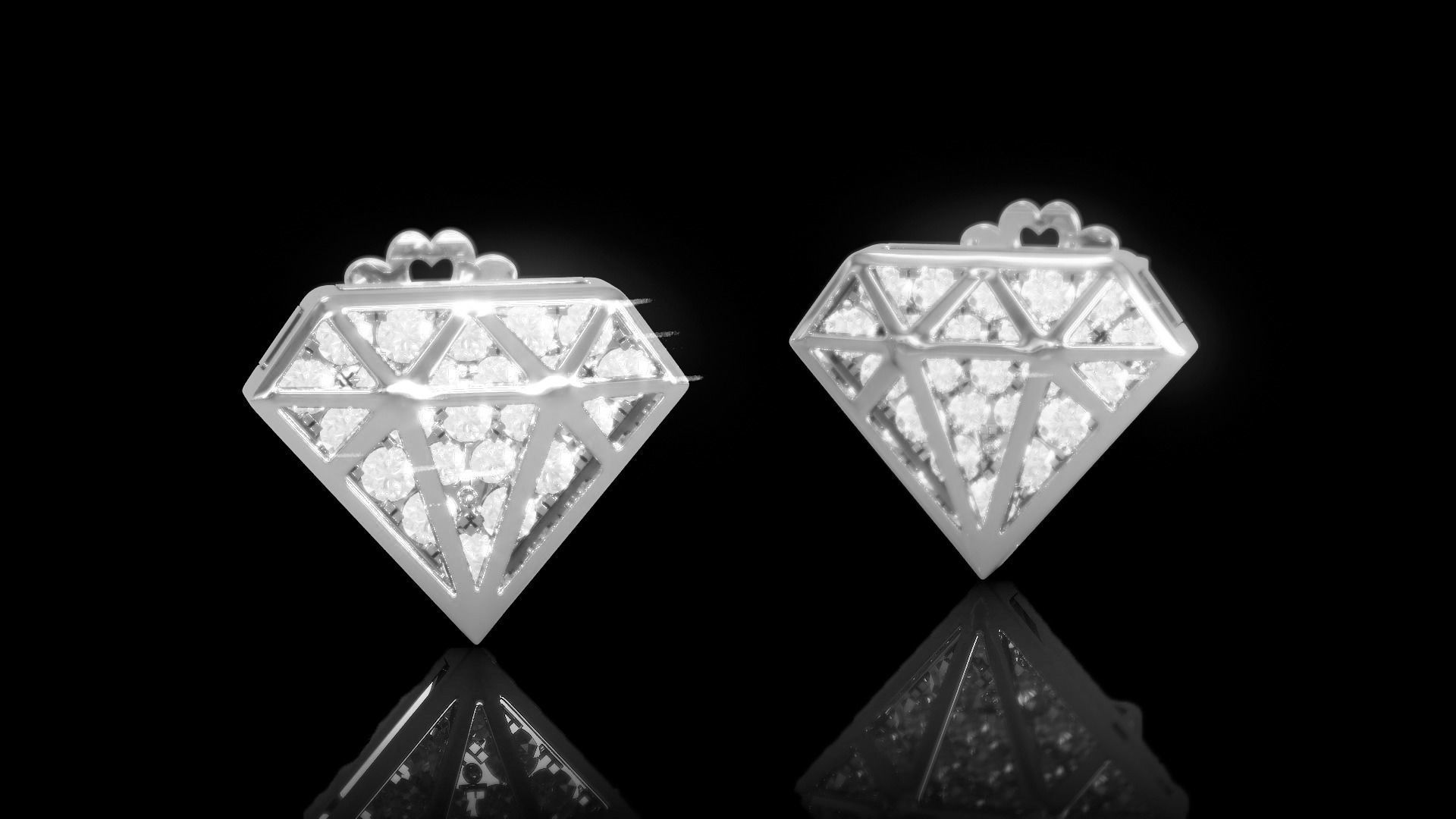 Diamond Hidden Earring 1 3D print model_1