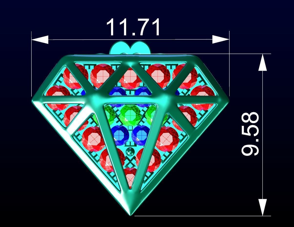 Diamond Hidden Earring 1 3D print model_2