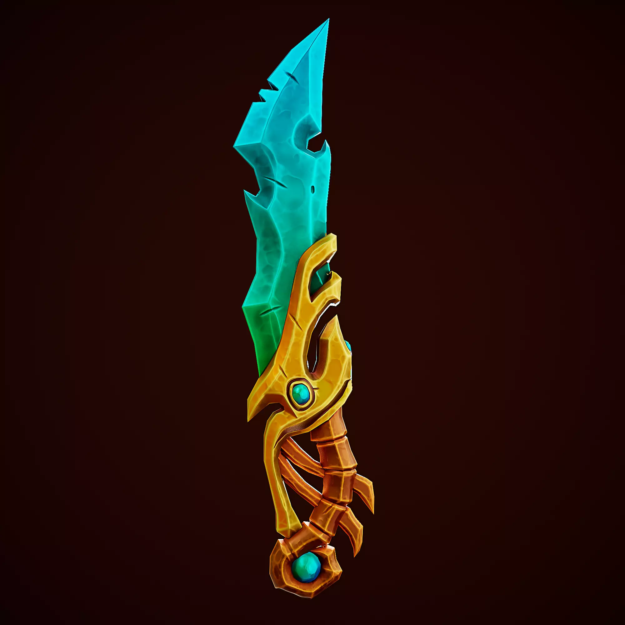 Gold-Krystall Stylize Sword Low-poly 3D model_0