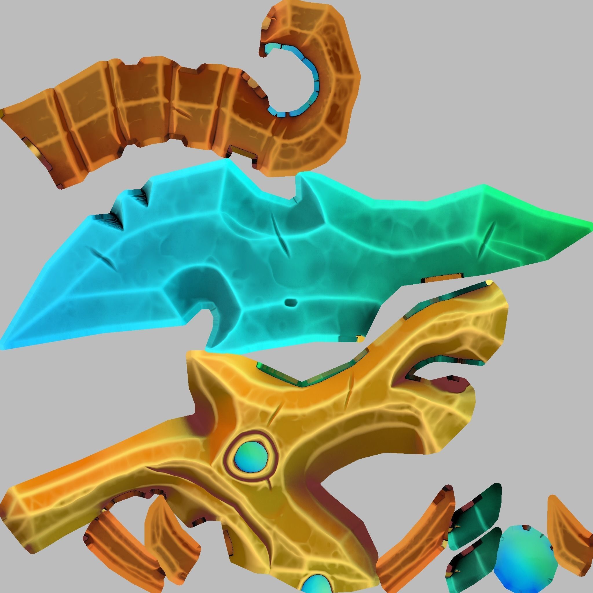 Gold-Krystall Stylize Sword Low-poly 3D model_4