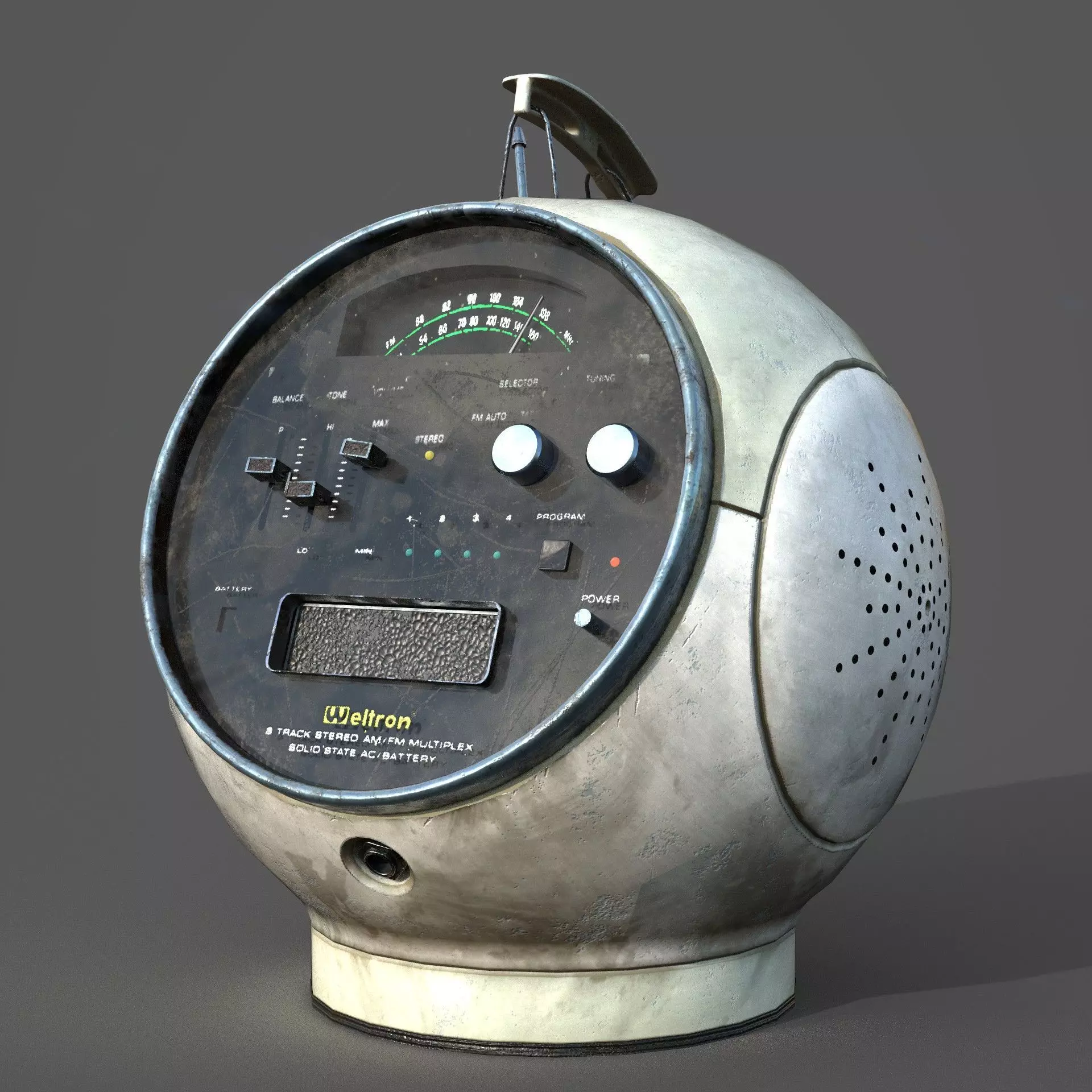 Retro radio player Weltron 2001 Free low-poly 3D model_0