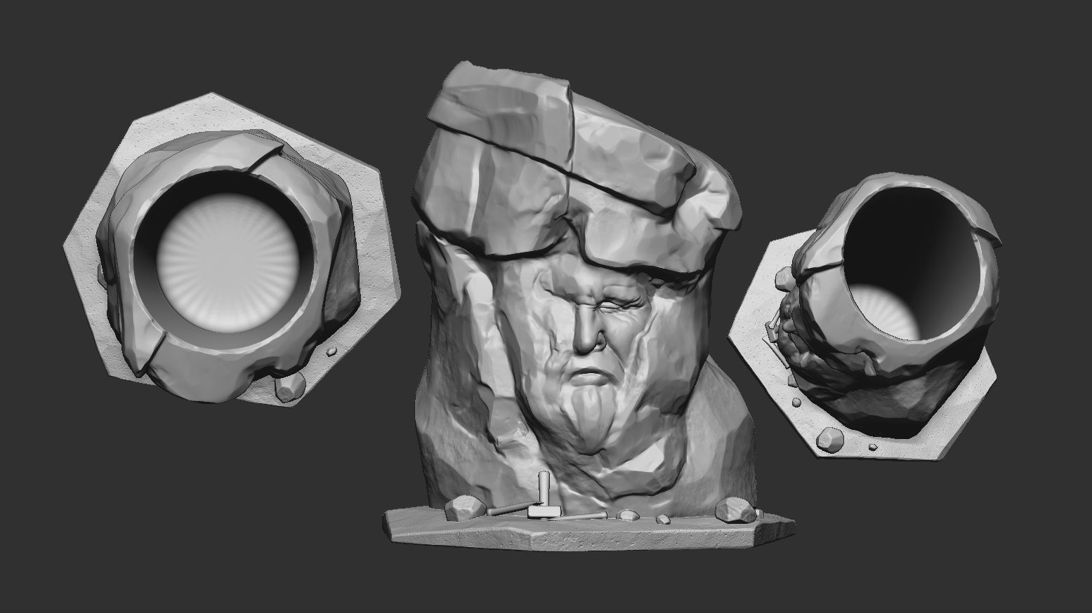 Head from stone pot 3D print model_6