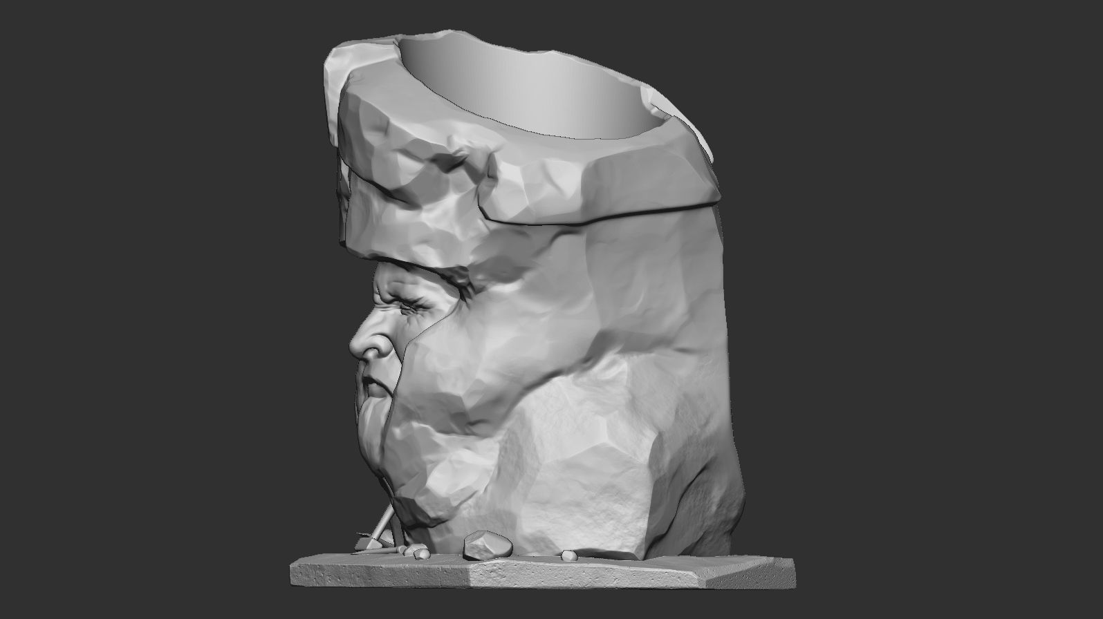 Head from stone pot 3D print model_5