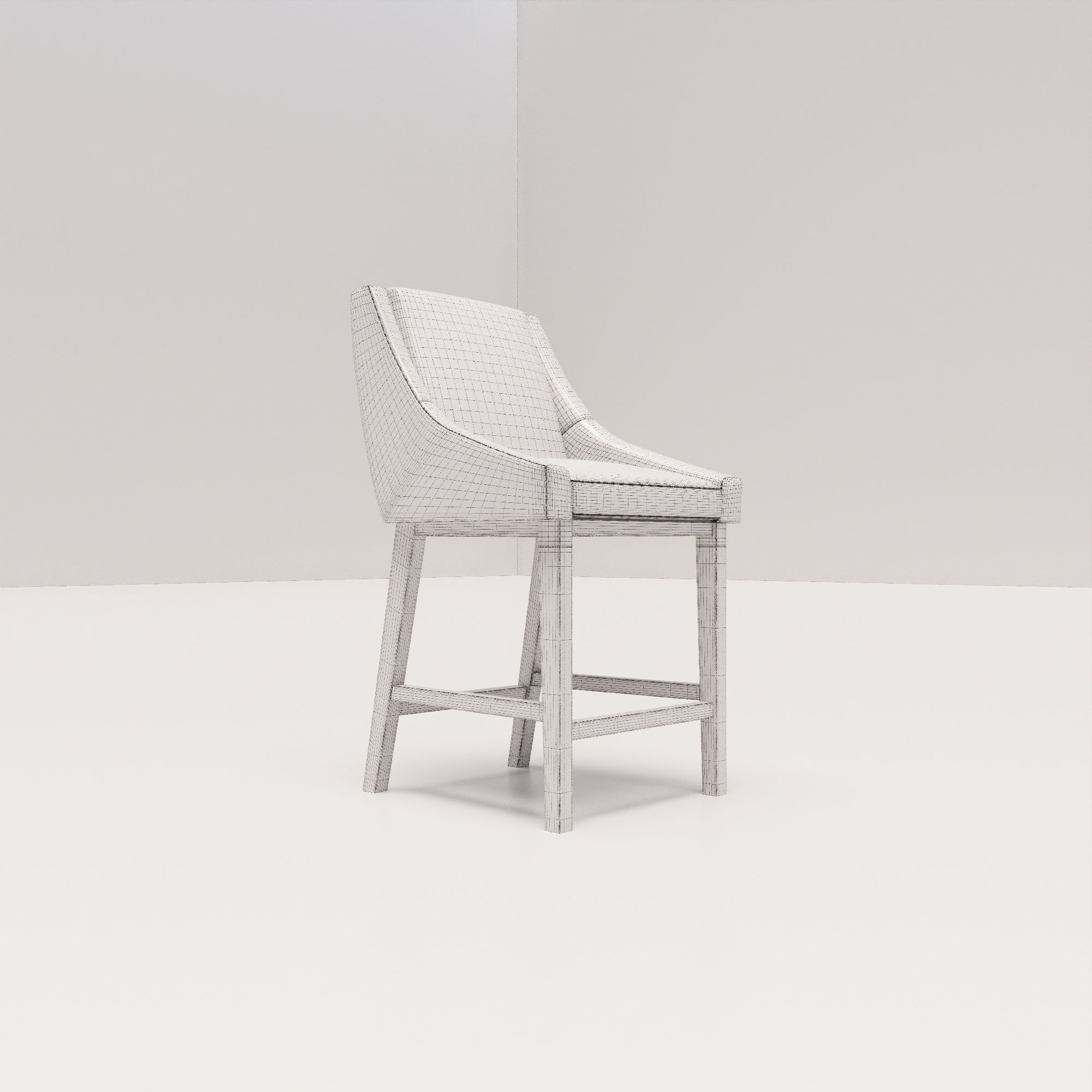 CHAIR bar stool with wooden legs 3D model_5