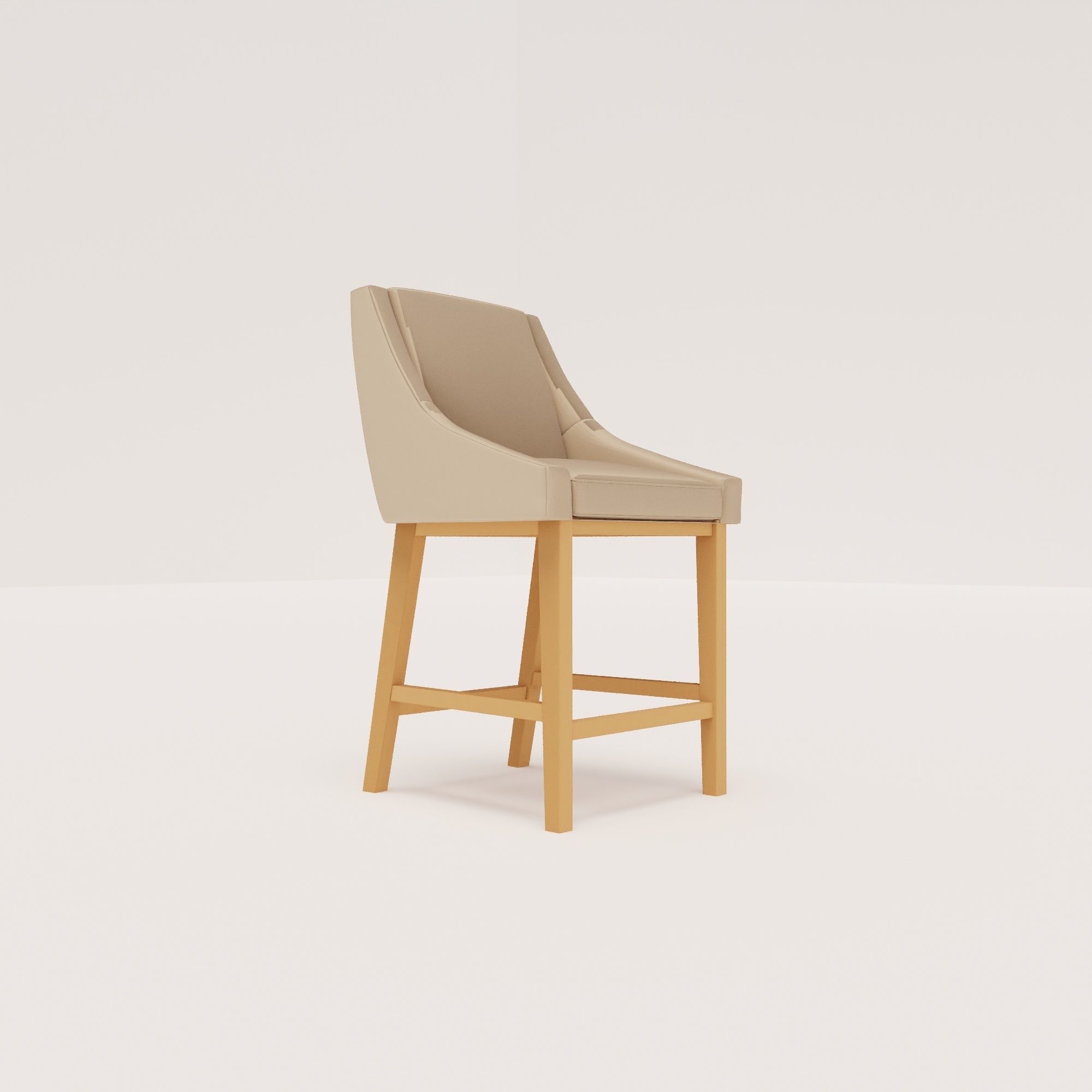 CHAIR bar stool with wooden legs 3D model_2