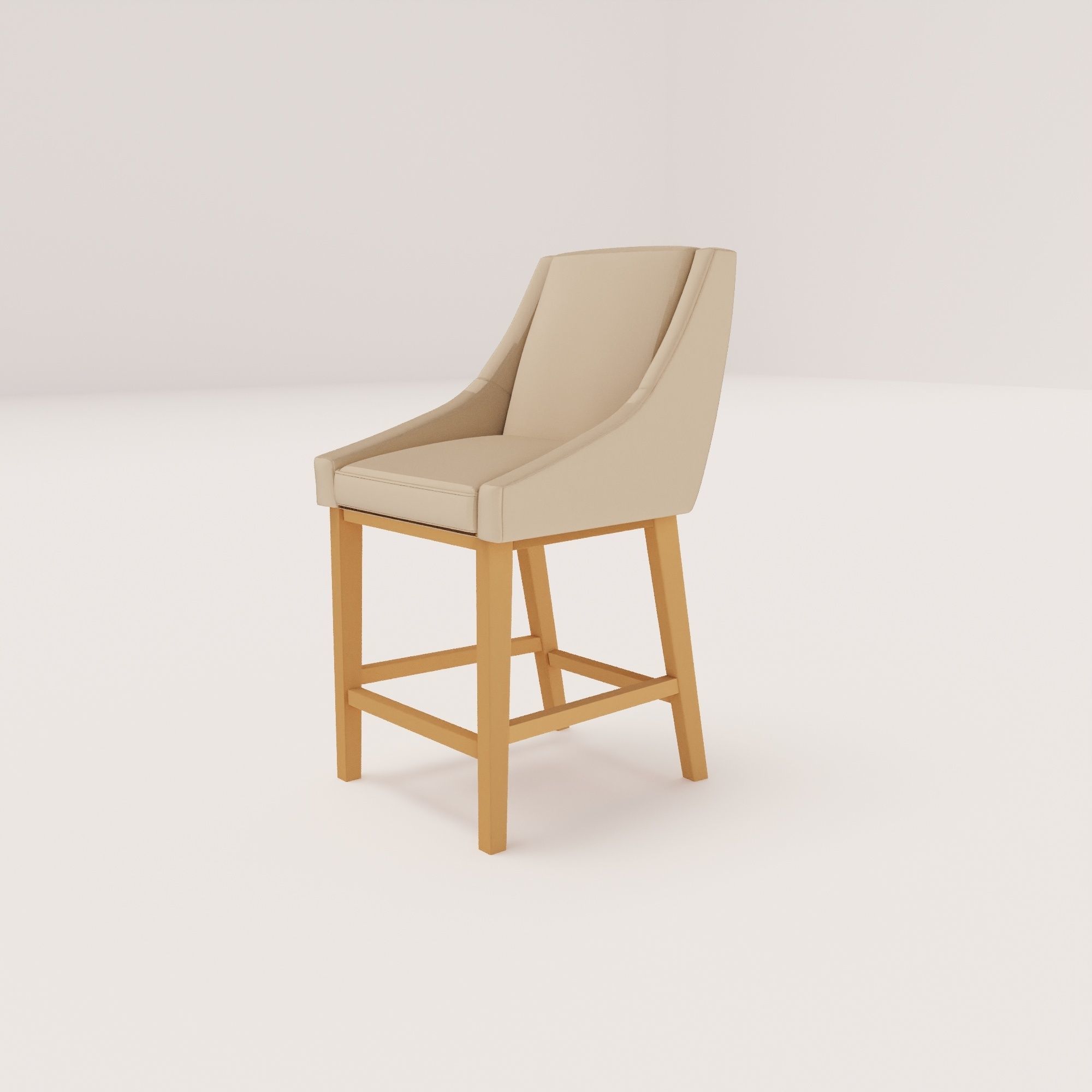 CHAIR bar stool with wooden legs 3D model_4