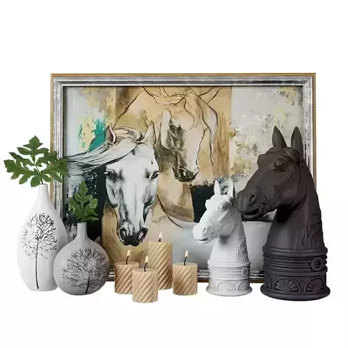 Decoration set horse head wall art