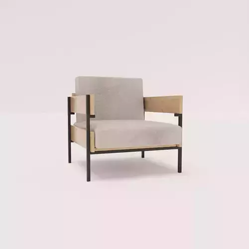 CHAIR armchair with wooden frame and metal legs