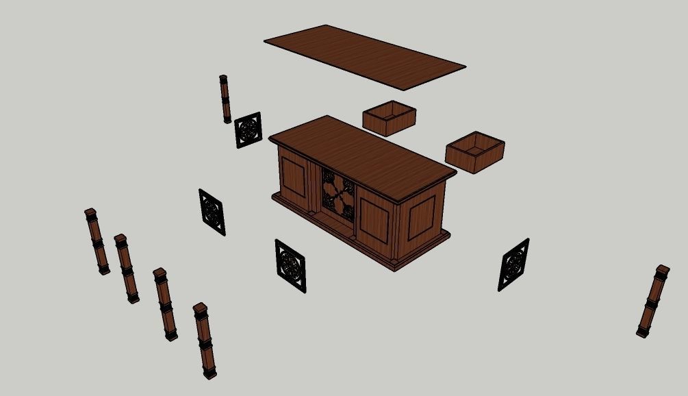 Javanese Desk 3D model_5