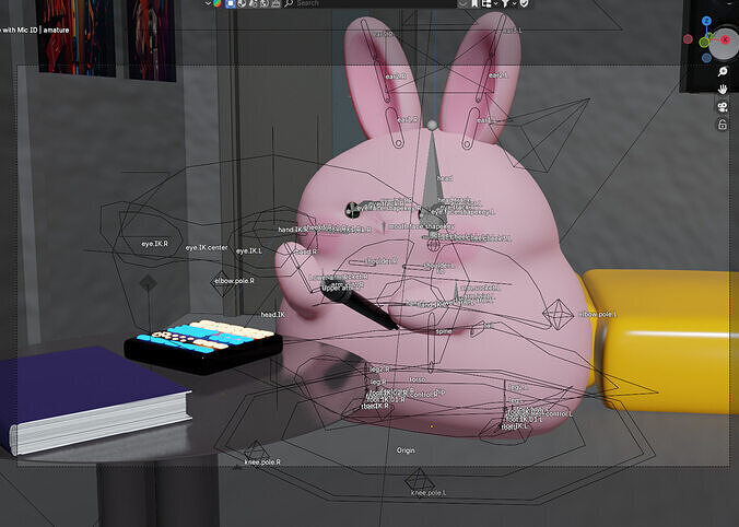 An animation of rabbit characters 3D model