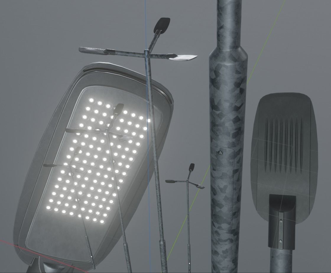 Street Light 2 Galvanized F3 M1 K0 5000 mm Low-poly 3D model_1