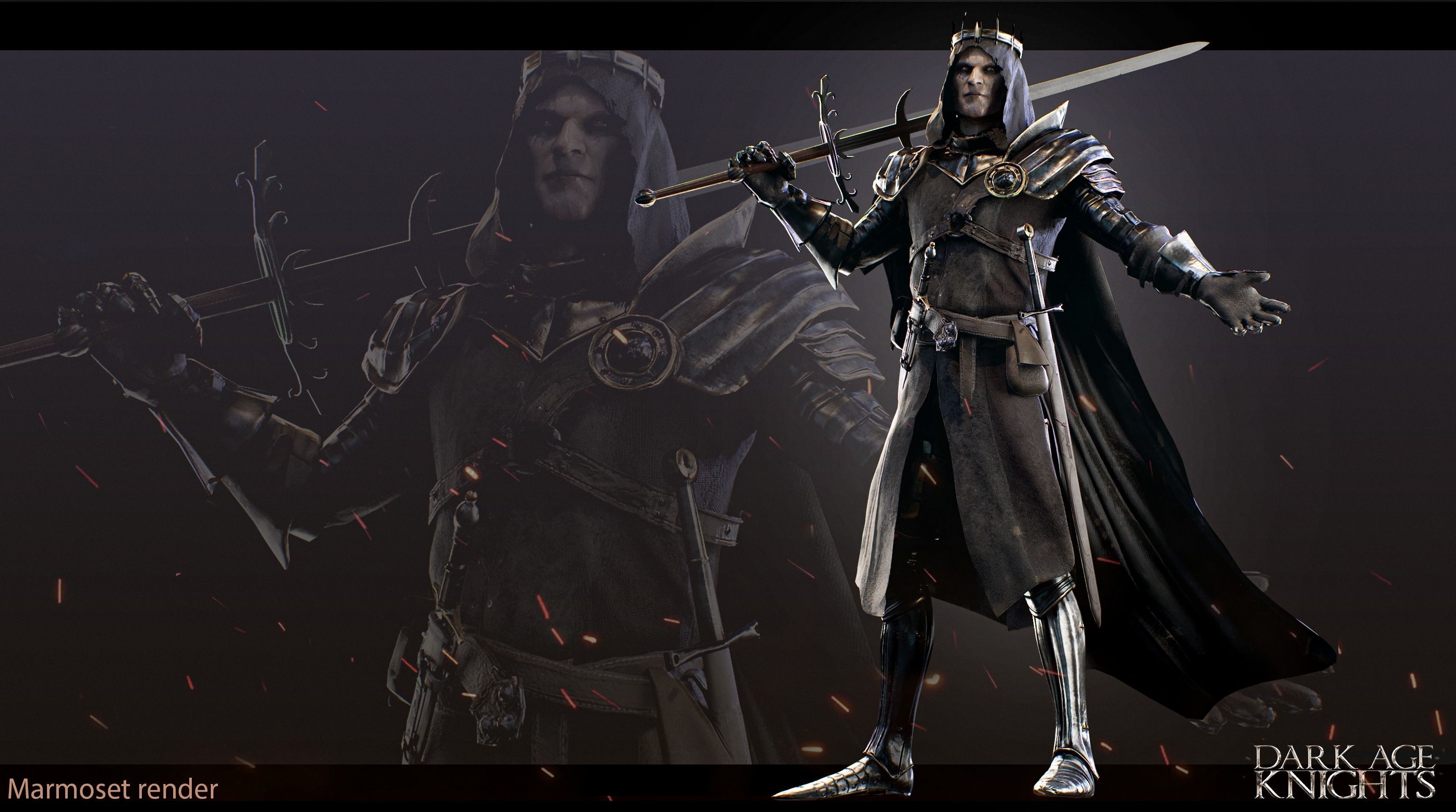 Dark Age Knight - Game ready Low-poly 3D model_11