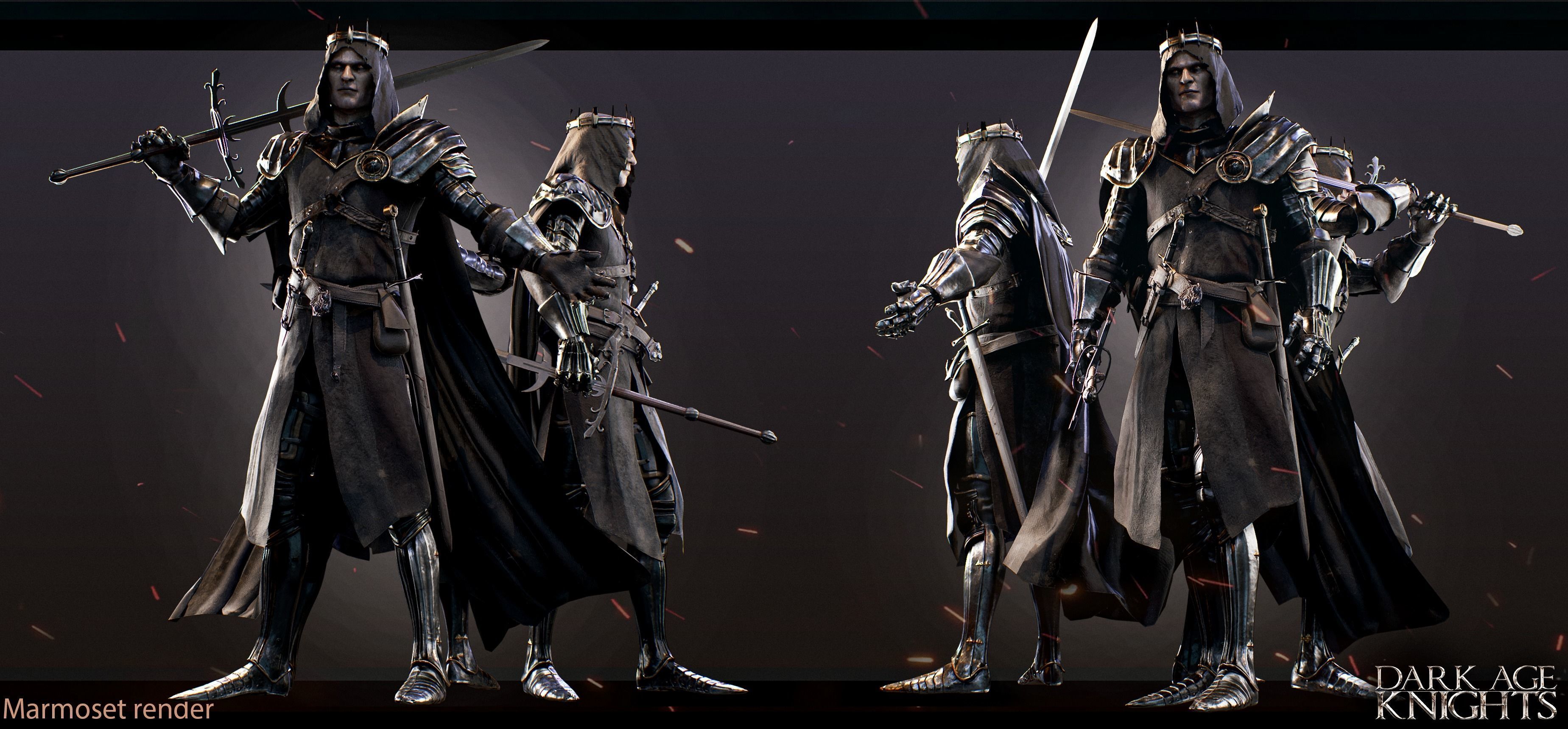 Dark Age Knight - Game ready Low-poly 3D model_9