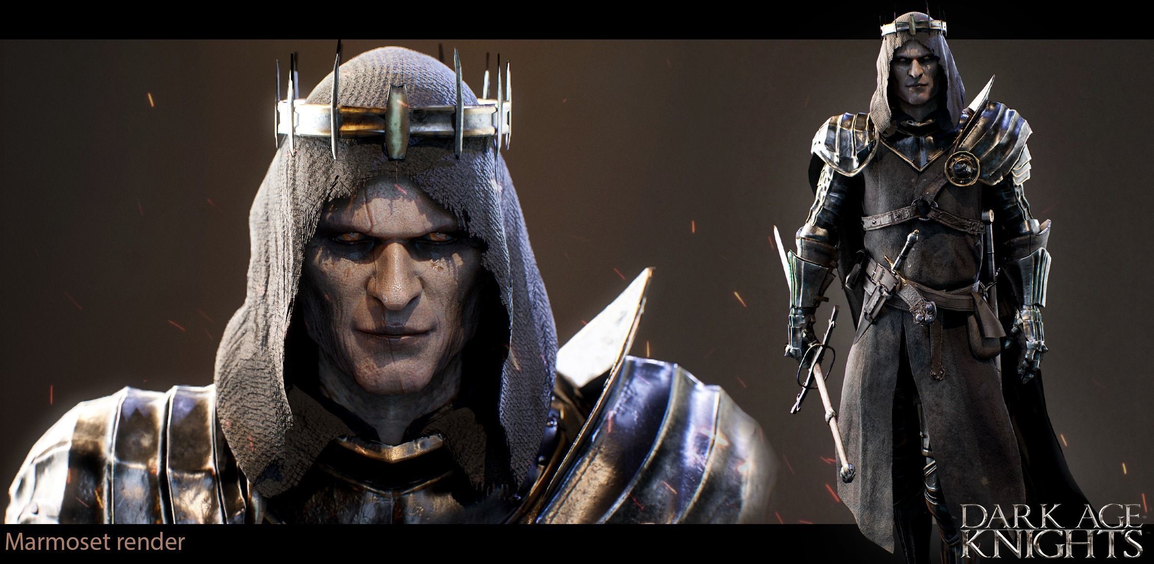 Dark Age Knight - Game ready Low-poly 3D model_8