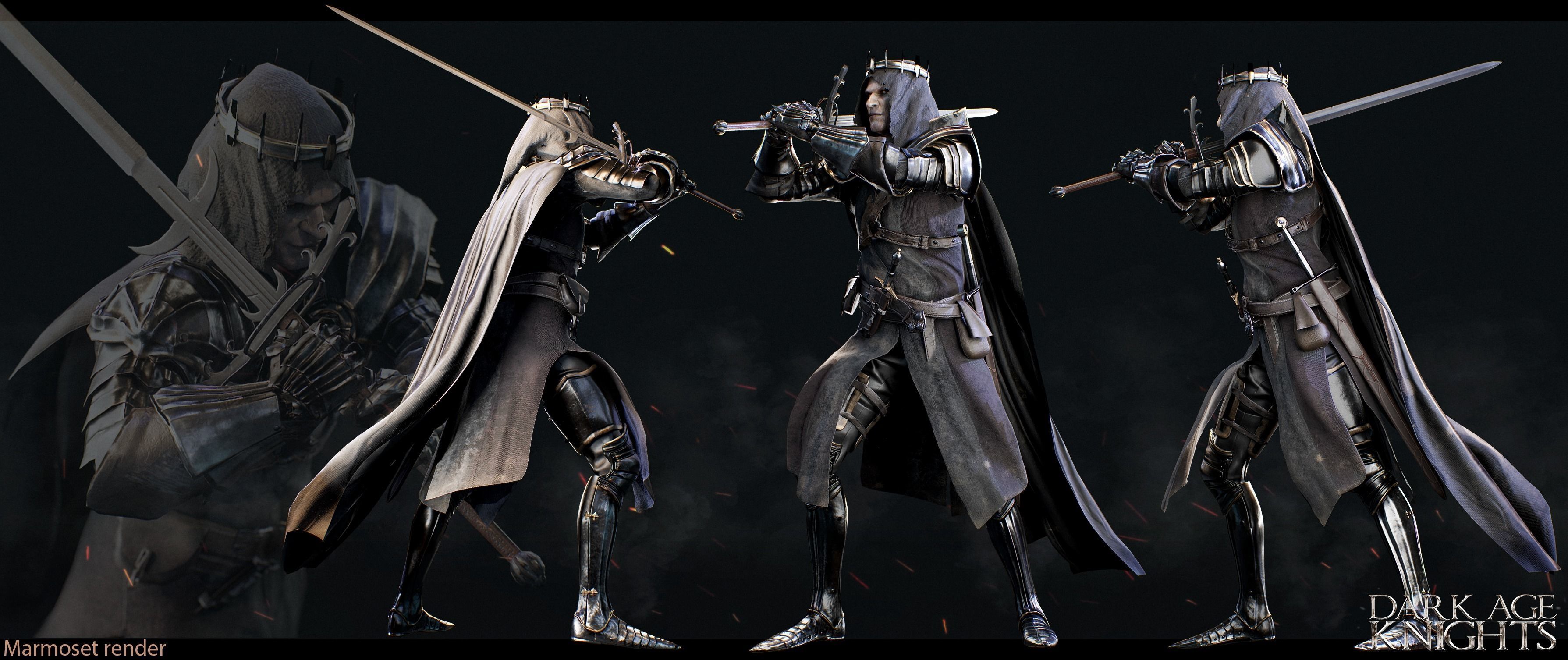 Dark Age Knight - Game ready Low-poly 3D model_10