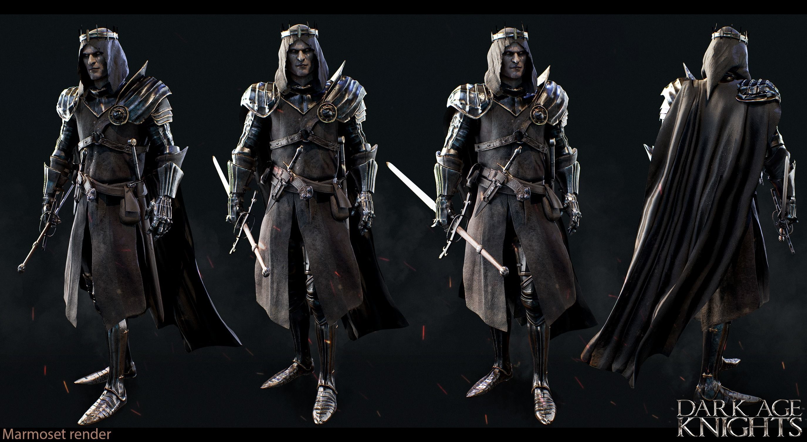 Dark Age Knight - Game ready Low-poly 3D model_7
