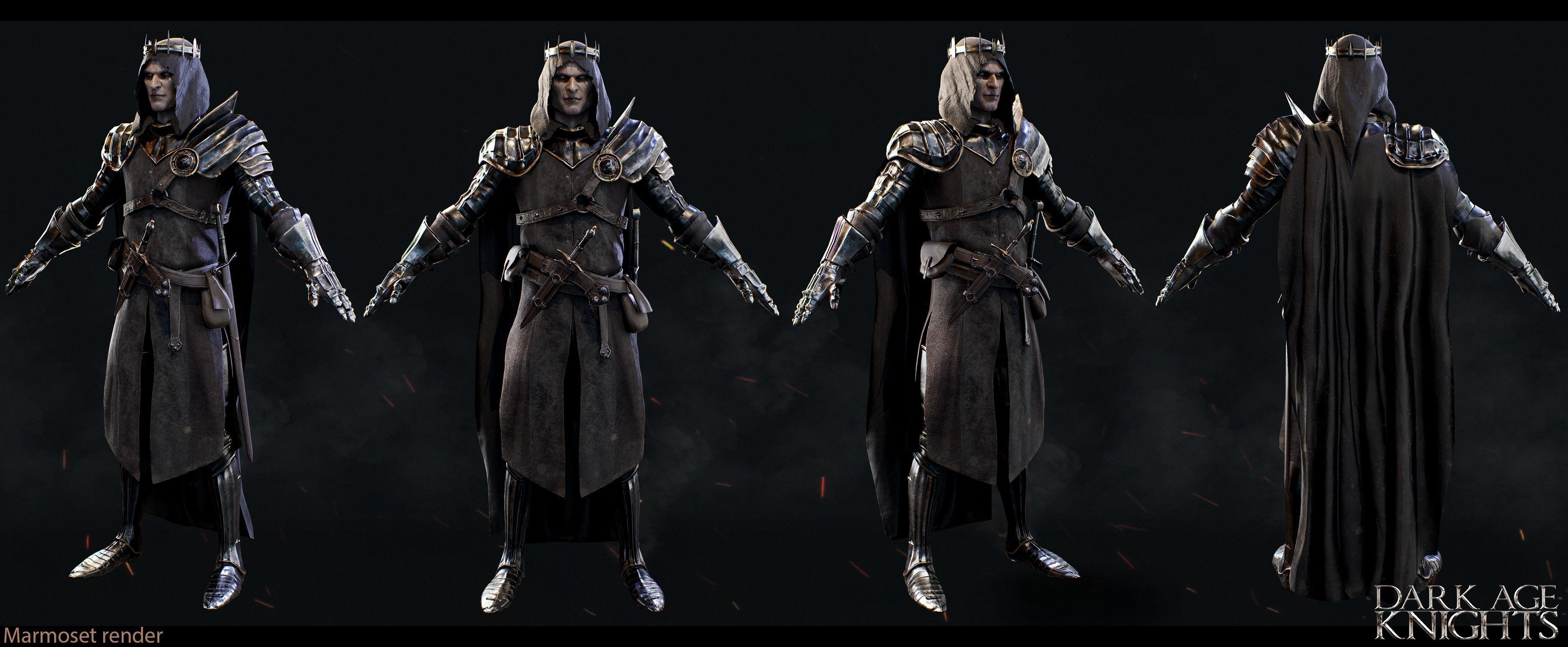 Dark Age Knight - Game ready Low-poly 3D model_5