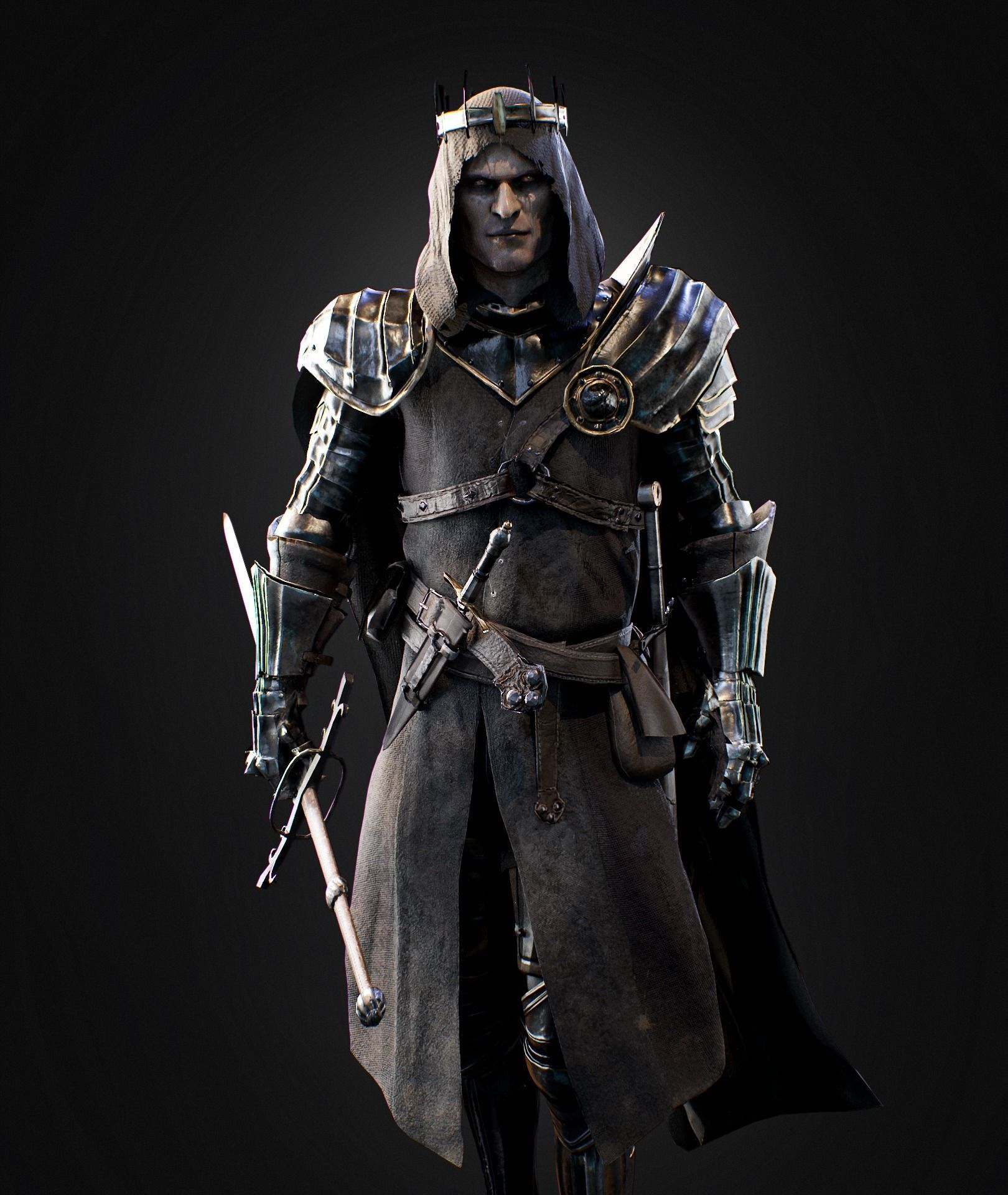 Dark Age Knight - Game ready Low-poly 3D model_4