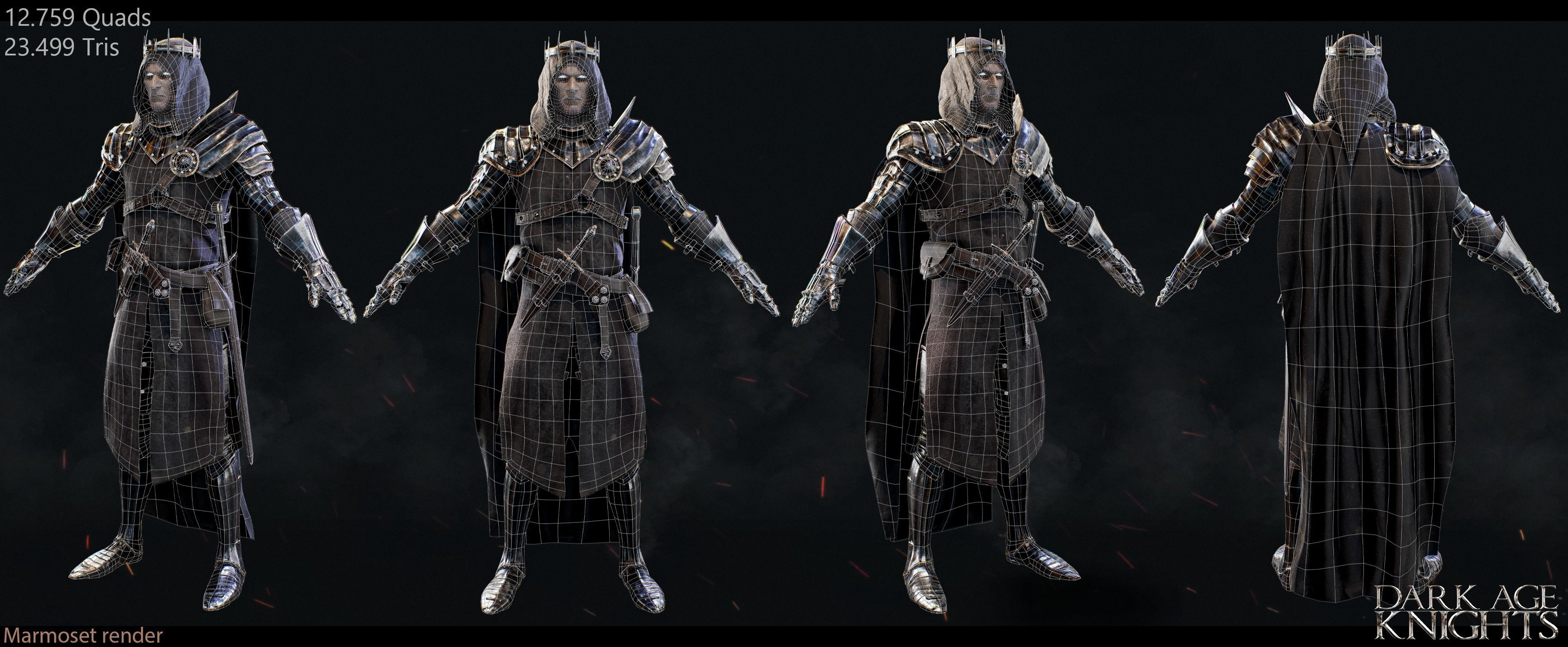 Dark Age Knight - Game ready Low-poly 3D model_6