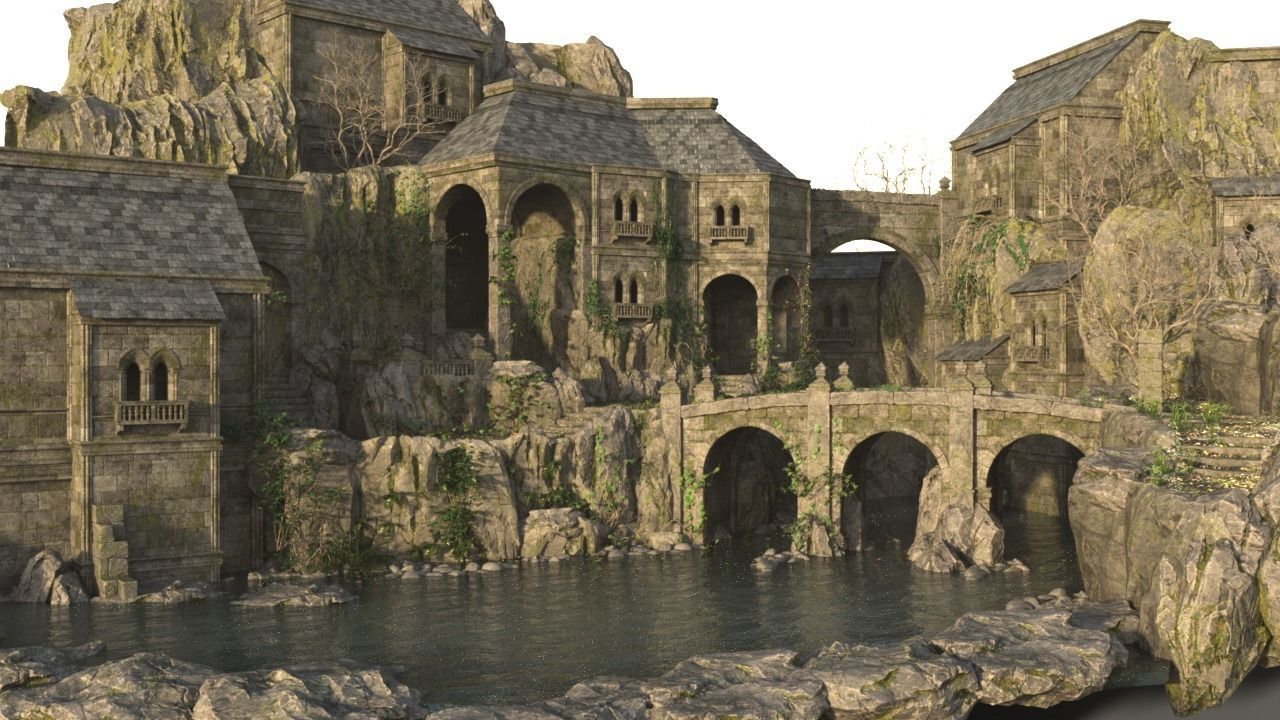 Medieval ancient city 3D model_3