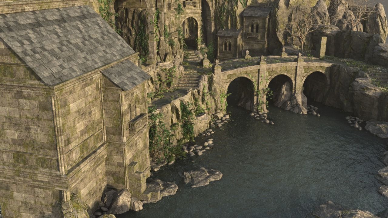Medieval ancient city 3D model_2