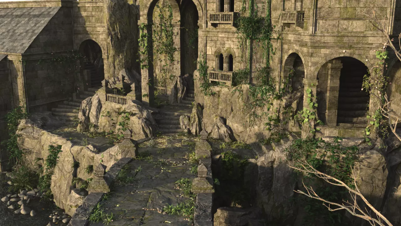 Medieval ancient city 3D model_0