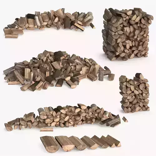Pile of Wood Low-poly 3D model