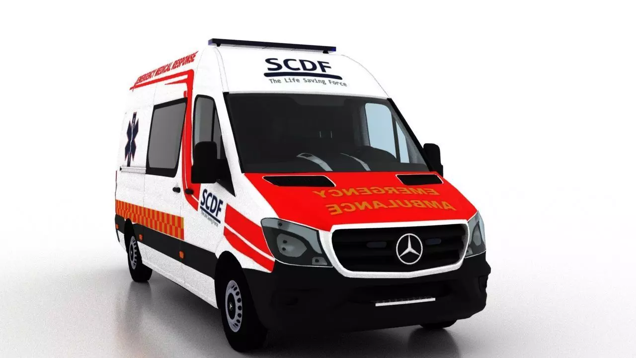 Mercedes Benz Sprinter L2H2 2015 Singapore Ambulance 3D model