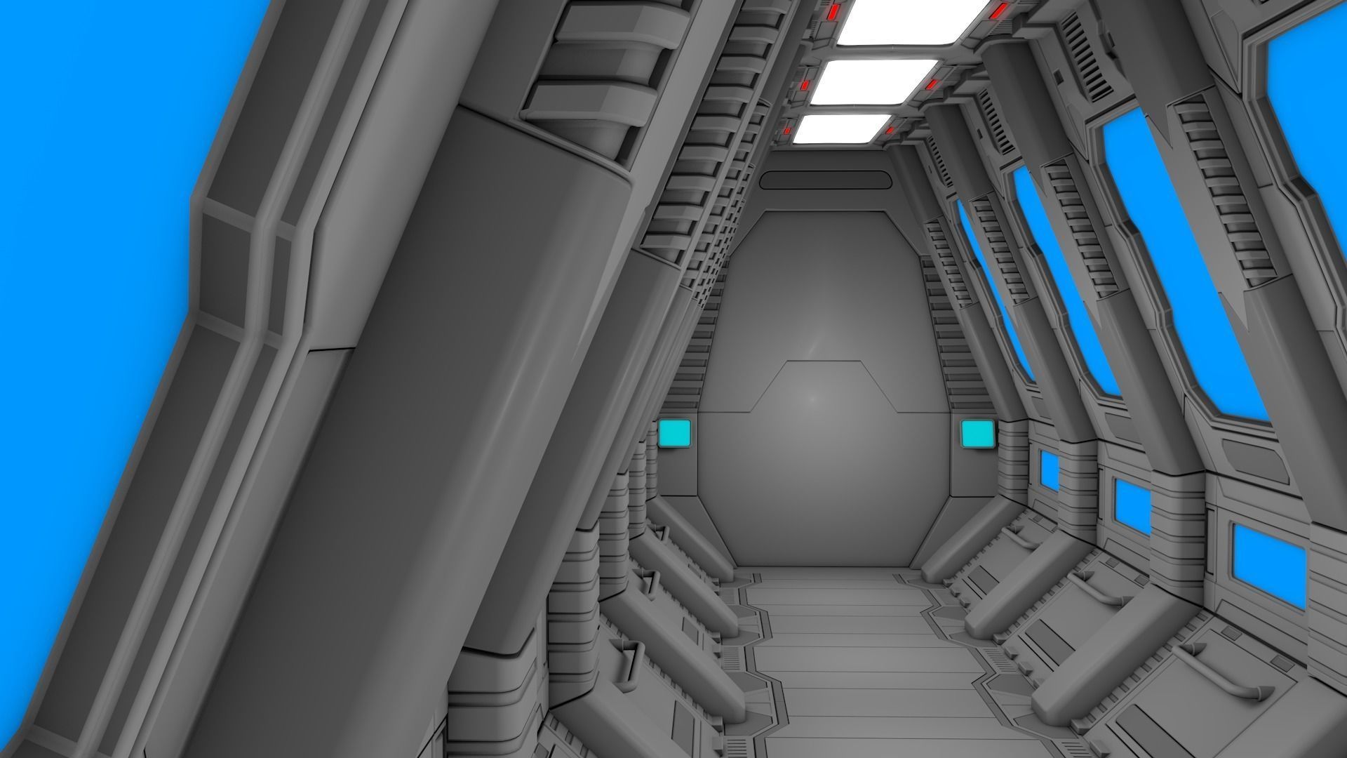 Sci Fi Corridor 3D model_2