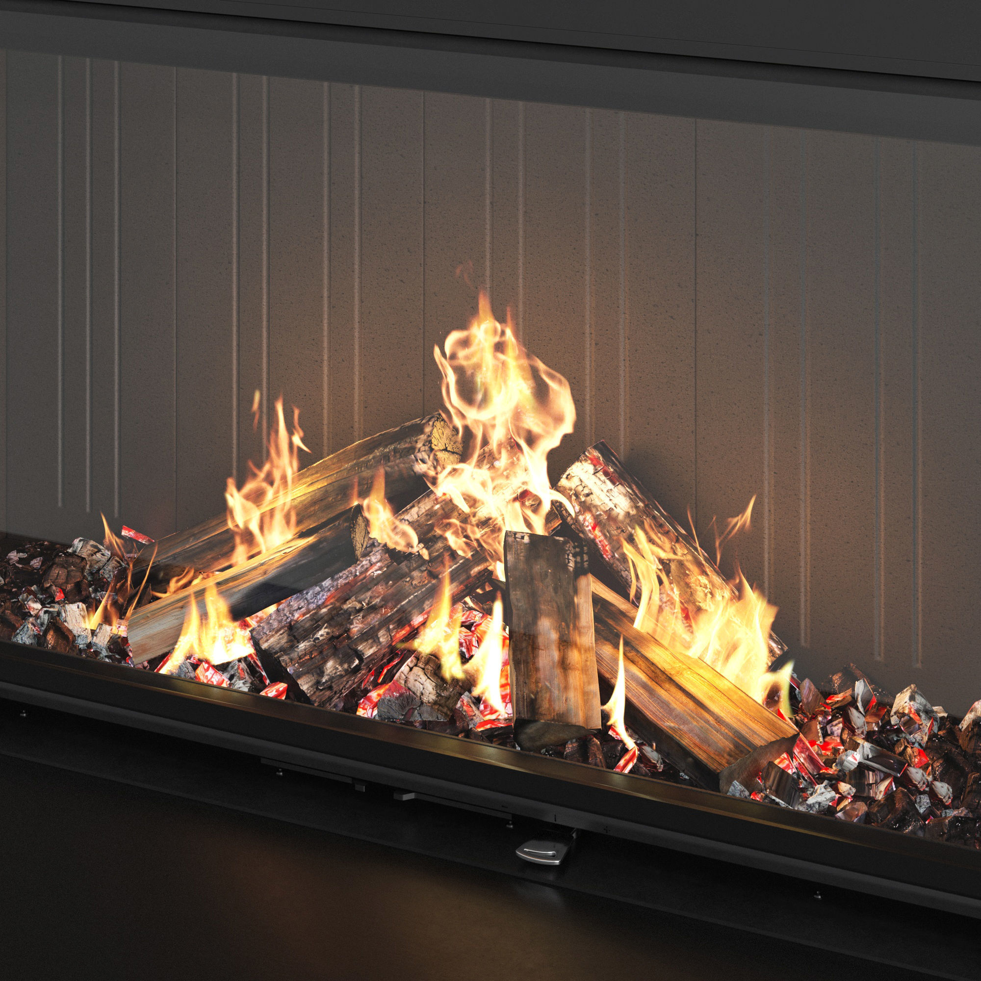 Decorative wall with fireplace set 43 3D model_3