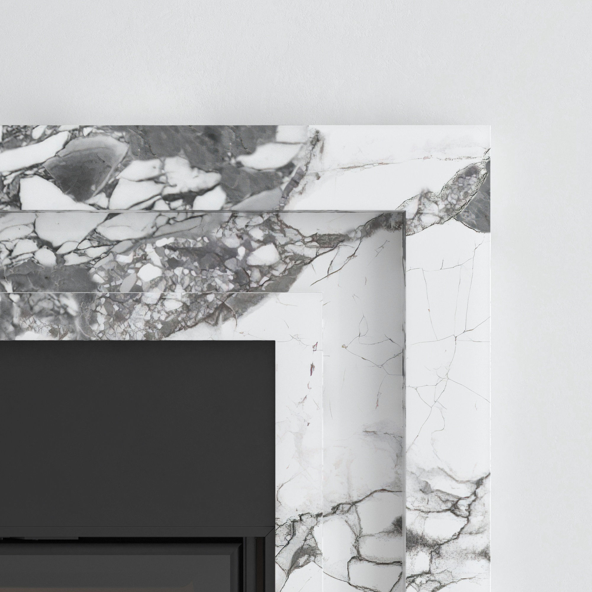 Decorative wall with fireplace set 43 3D model_2