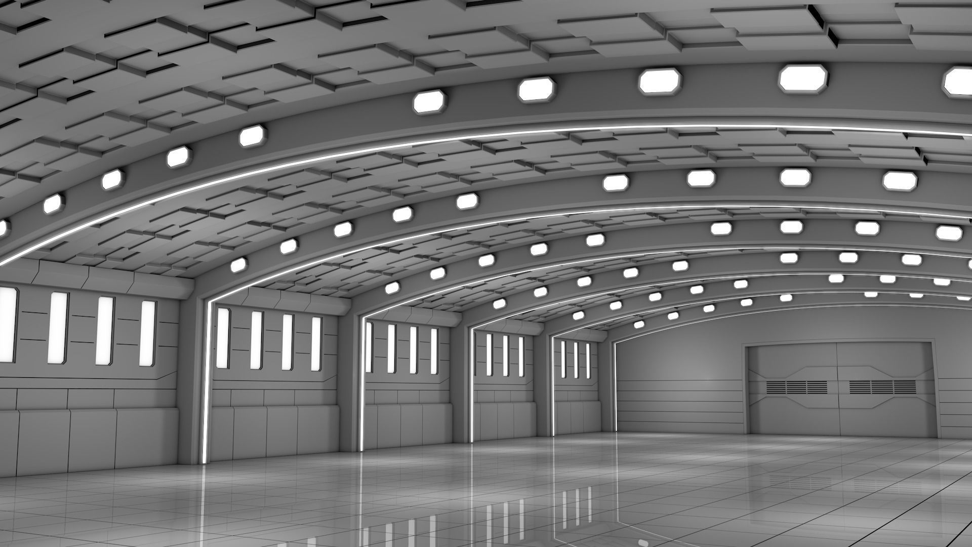 Sci Fi Warehouse 3D model_2