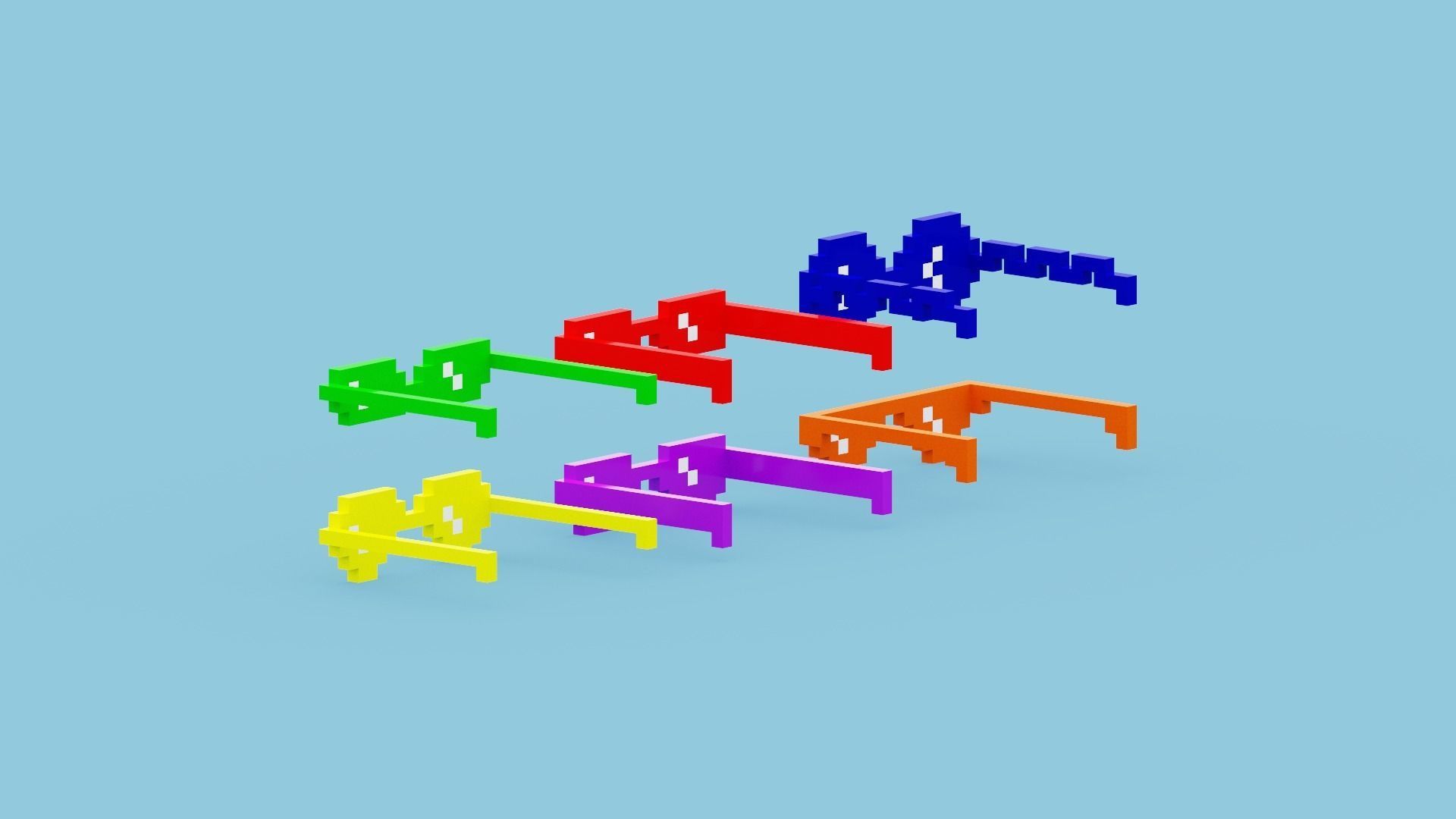 Voxel Sunglasses Collection Low-poly 3D model_12