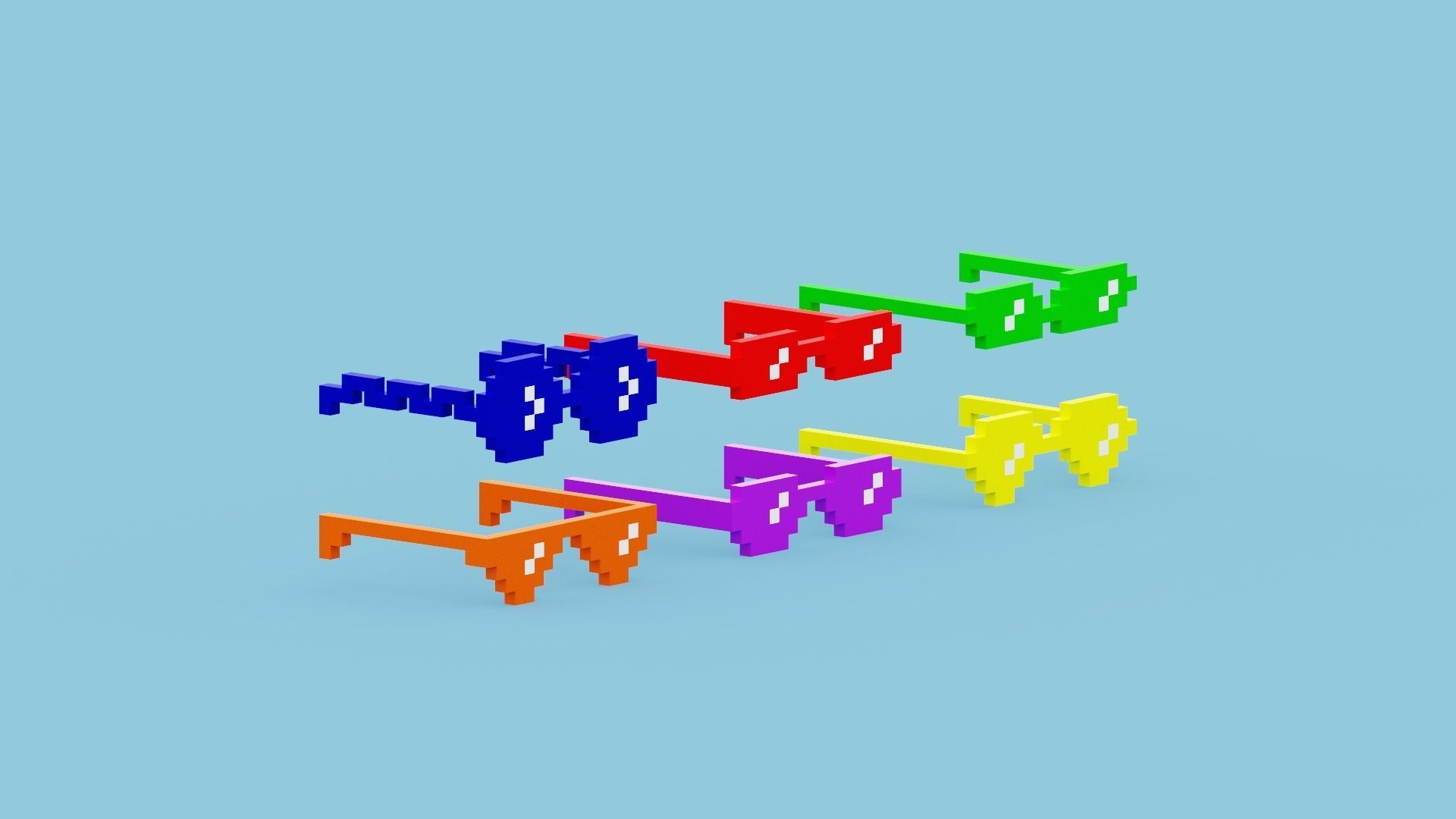 Voxel Sunglasses Collection Low-poly 3D model_16
