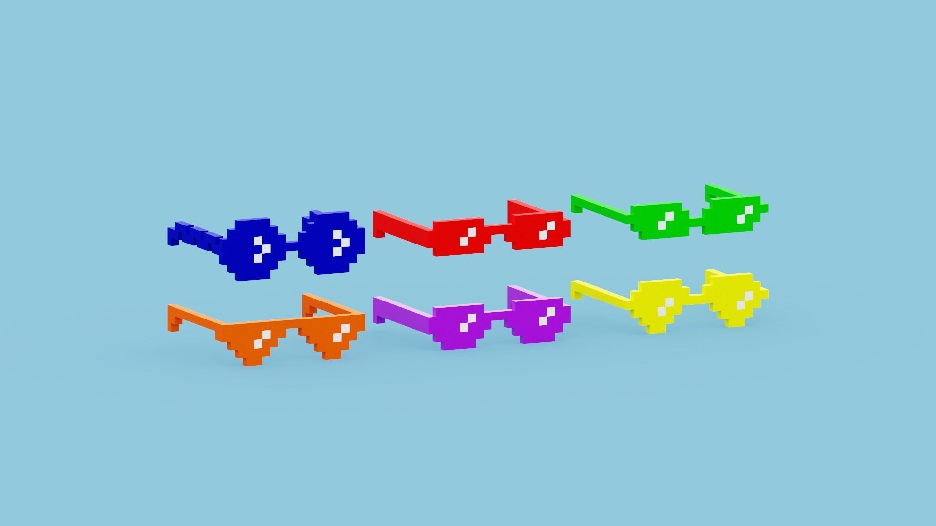 Voxel Sunglasses Collection Low-poly 3D model_9