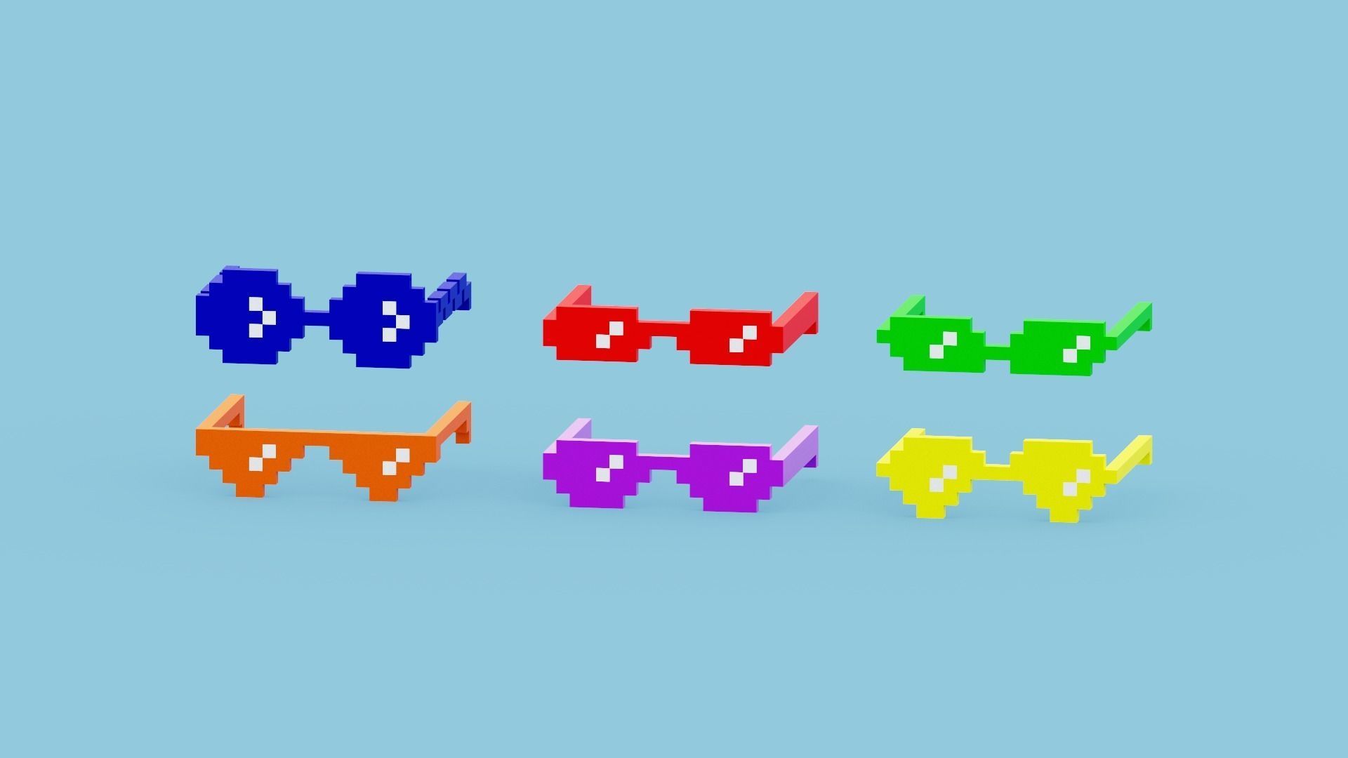 Voxel Sunglasses Collection Low-poly 3D model_1