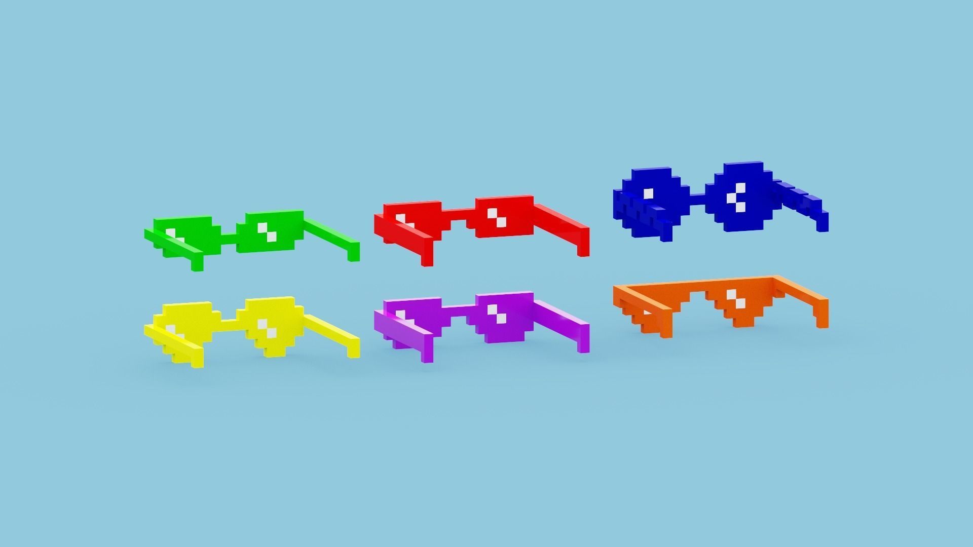 Voxel Sunglasses Collection Low-poly 3D model_14