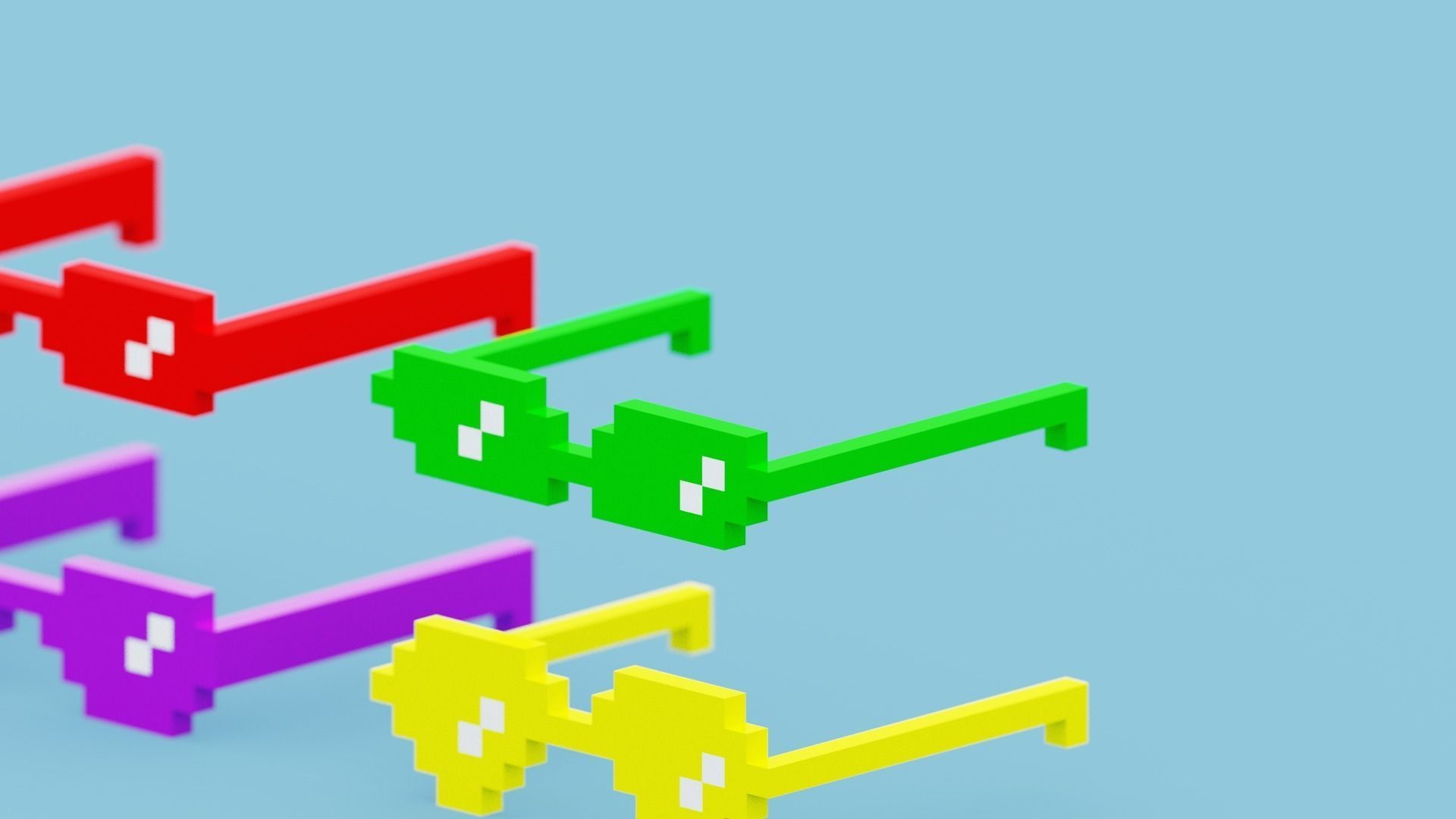 Voxel Sunglasses Collection Low-poly 3D model_5