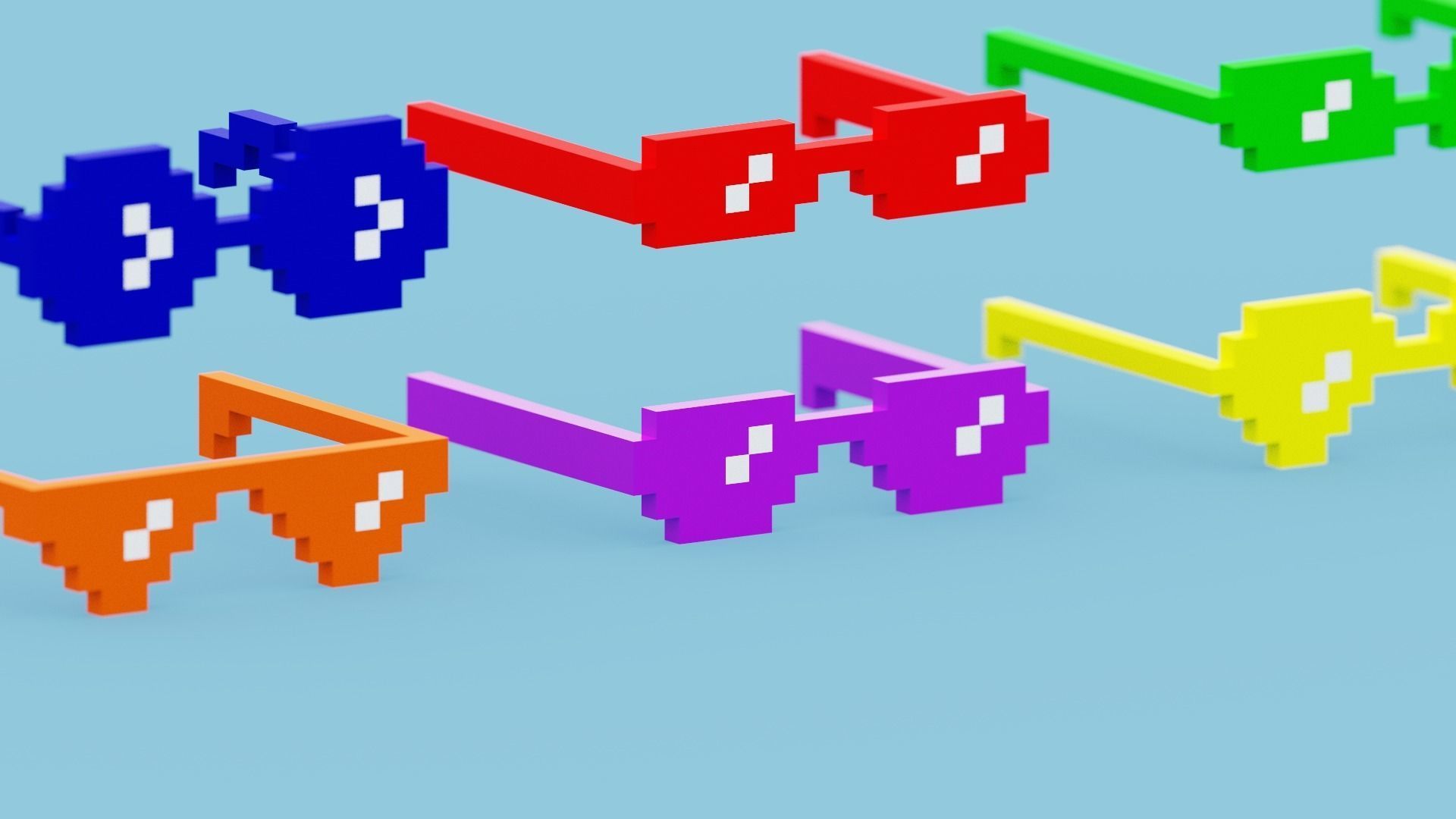 Voxel Sunglasses Collection Low-poly 3D model_7