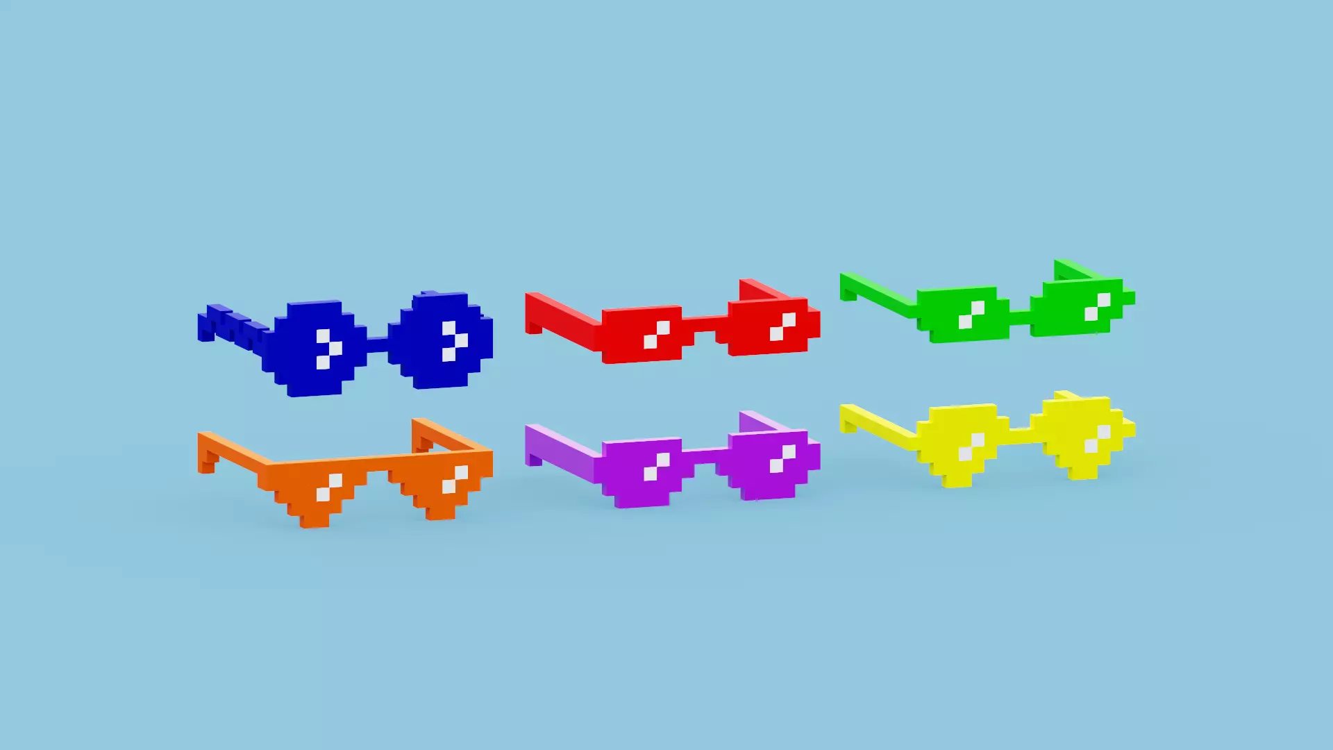 Voxel Sunglasses Collection Low-poly 3D model_0