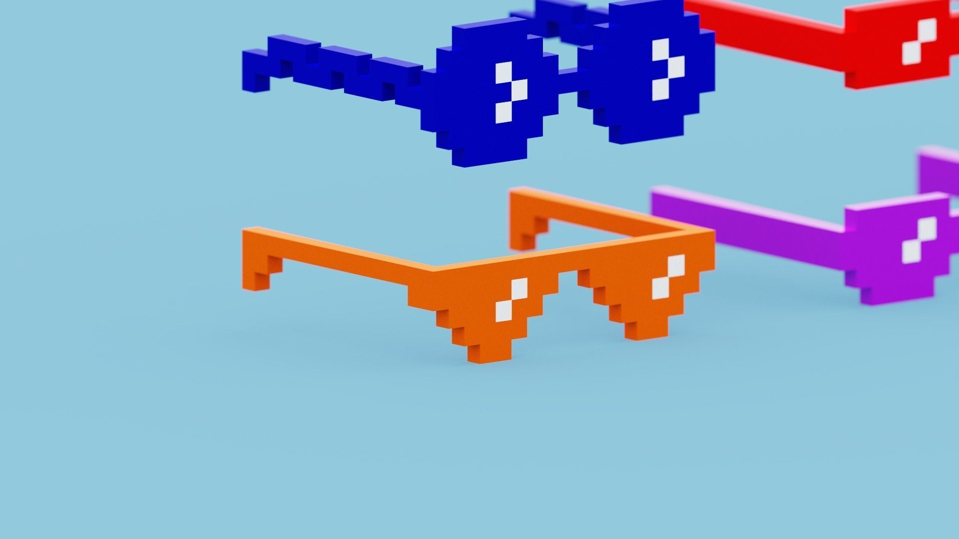 Voxel Sunglasses Collection Low-poly 3D model_8