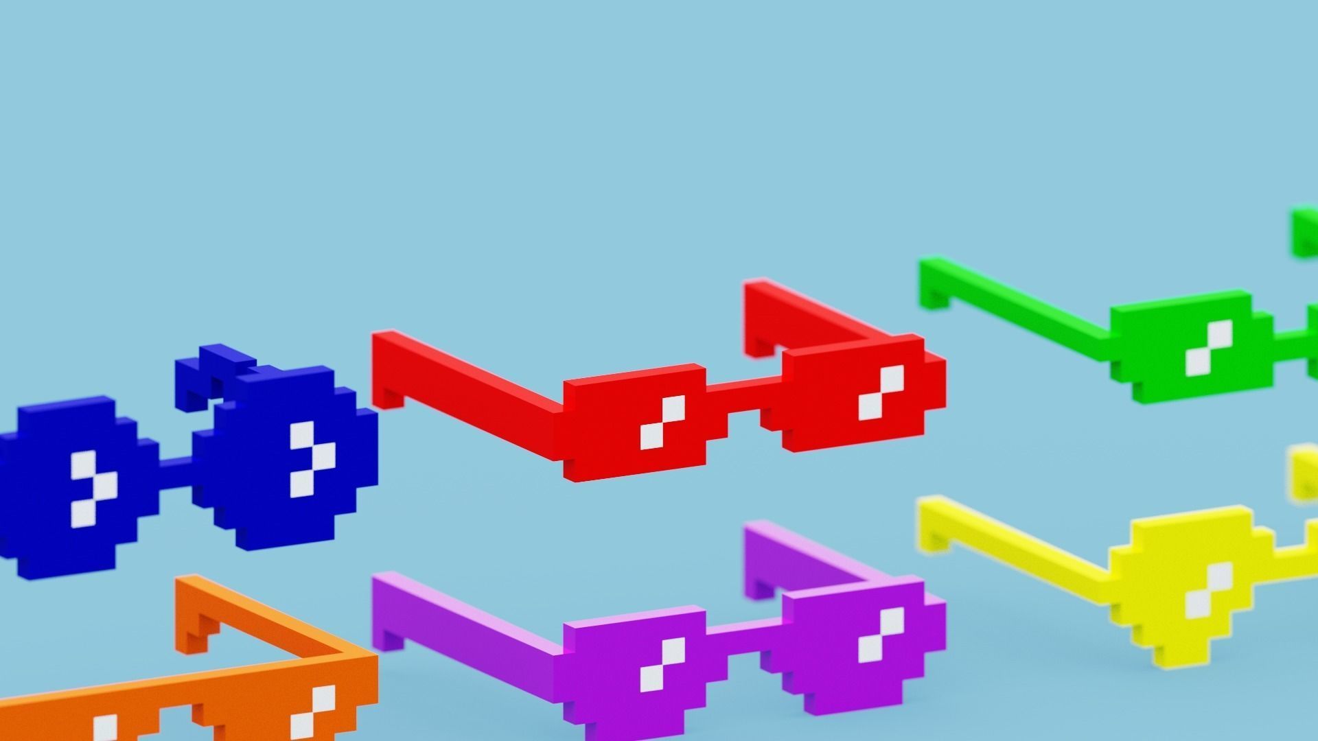 Voxel Sunglasses Collection Low-poly 3D model_4