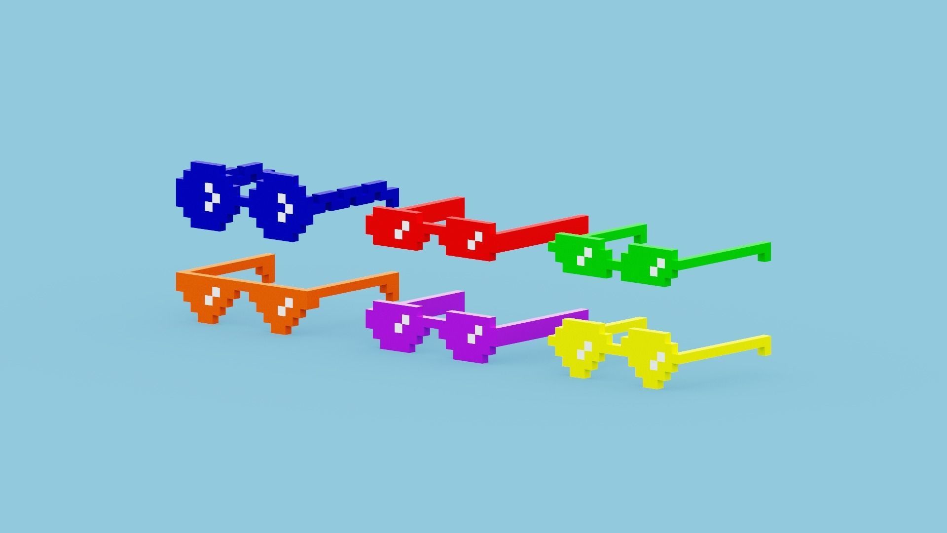 Voxel Sunglasses Collection Low-poly 3D model_2