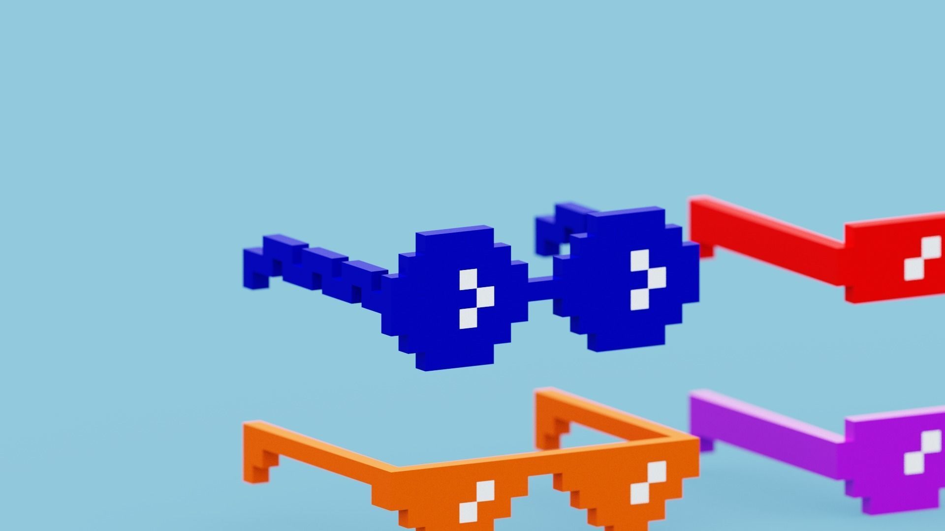 Voxel Sunglasses Collection Low-poly 3D model_3